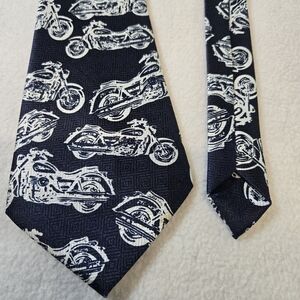 Motorcycle Tie Chopper Necktie Designer A Rogers for Silk House deep blue silver